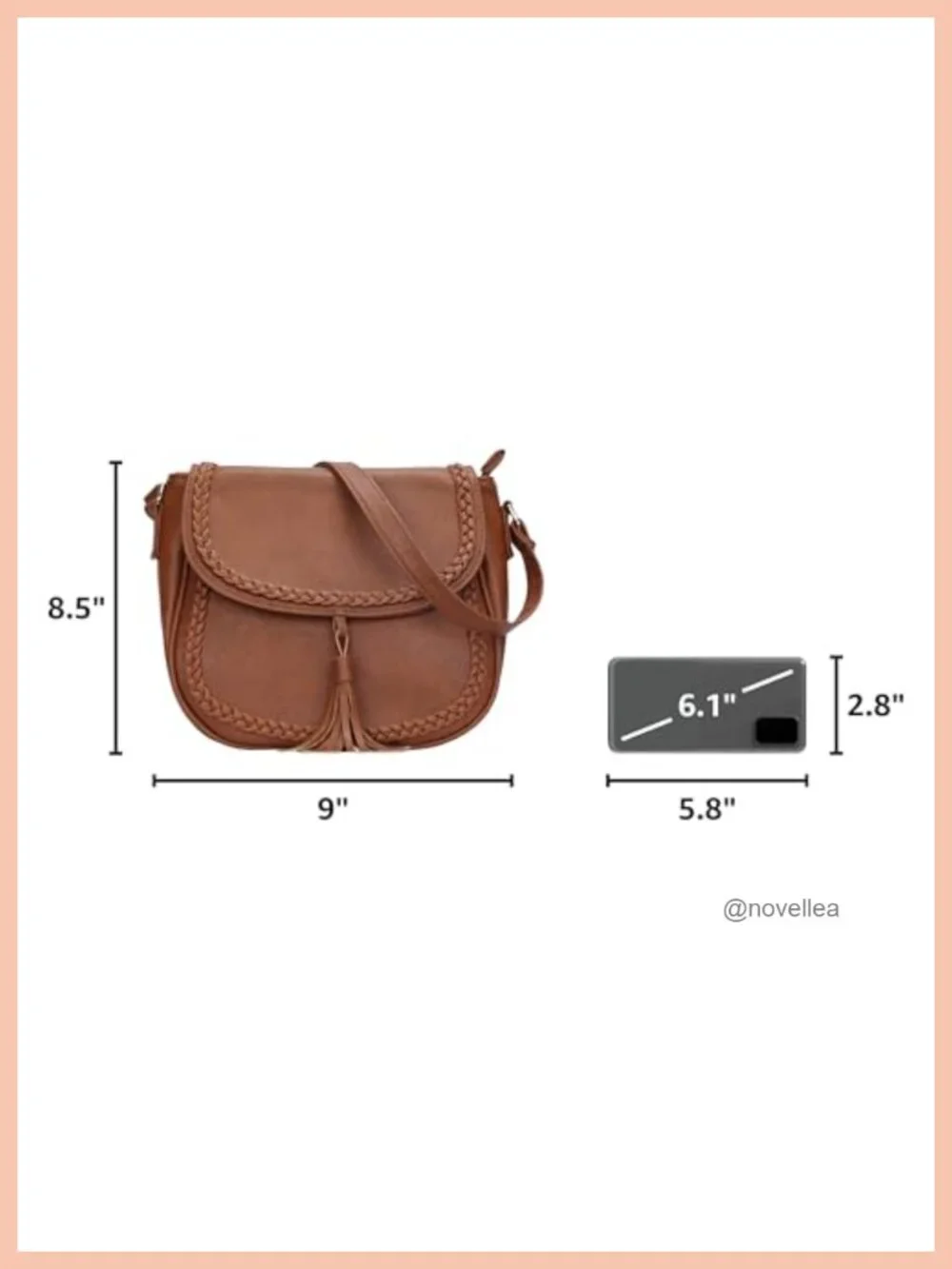 Small Flap Saddle Crossbody Bag with Tassel Adjustable Strap PU Leather